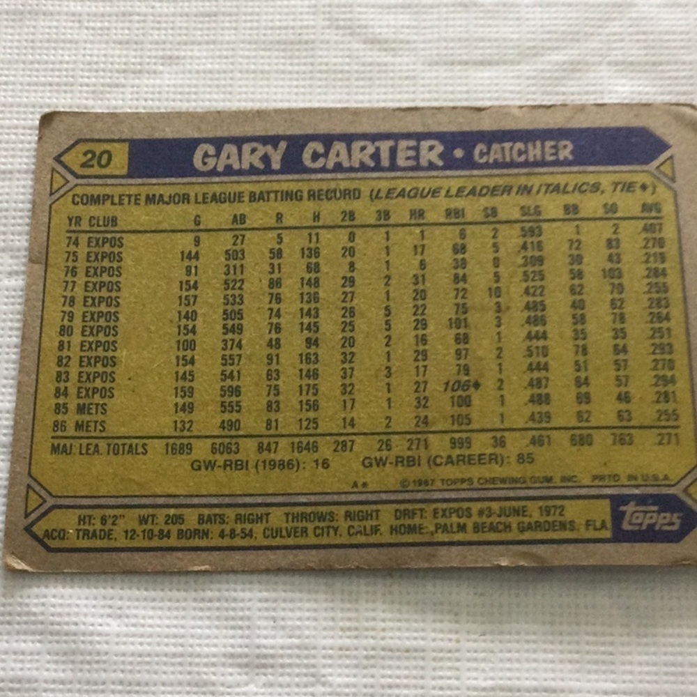 Gary Carter Mets baseball card Draft #3-1972 - Picture 2 of 4